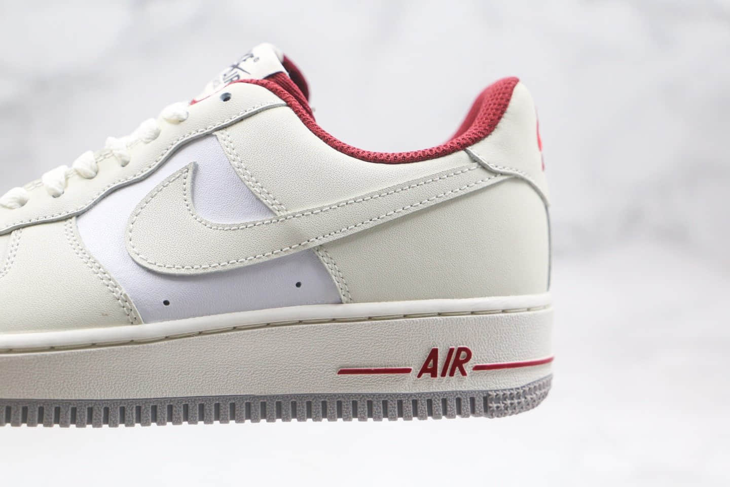 耐克Nike Air Force 1 LOW 07纯原版本低帮空军一号奶油拼接米白红色板鞋内置全掌Sole气垫 货号:DD7209-101