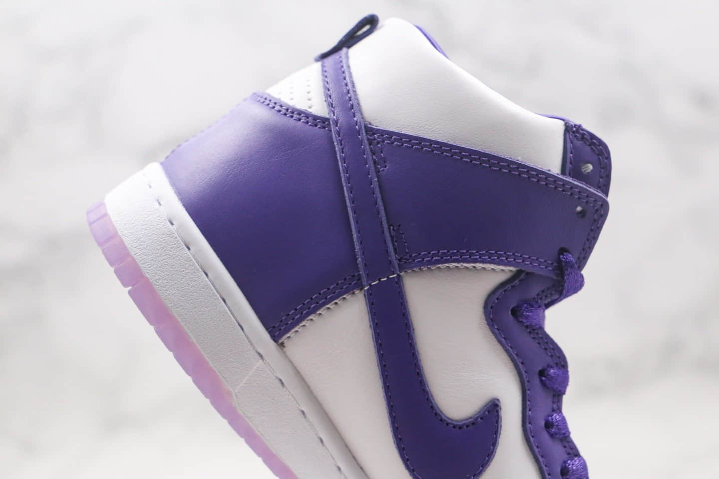 耐克Nike SB Dunk High Pro Varsity Purple纯原版本高帮SB DUNK果冻底白紫色板鞋内置后跟Zoom气垫 货号:DC5382-100