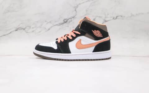 乔丹Air Jordan 1 Mid纯原版本中帮AJ1蜜桃摩卡色篮球鞋正确后跟定型 货号：DH0210-100