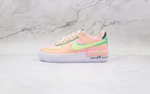 耐克Nike AIR FMRCE 1纯原版本低帮空军一号马卡龙双钩粉黄绿色板鞋原楦头纸板打造 货号：CU8591-601