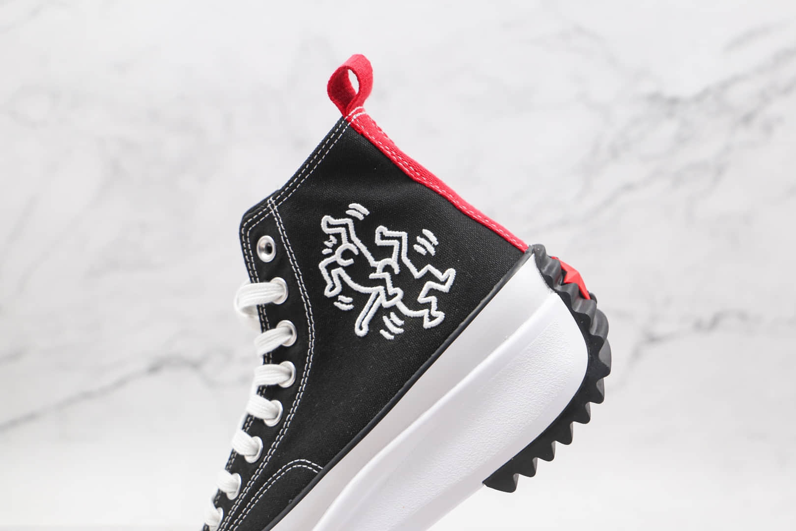 匡威CONVERSE x Keith Hatding Run Star Hike凯斯哈林联名款公司级版本高帮厚底松糕帆布鞋原盒原标 货号：171859C