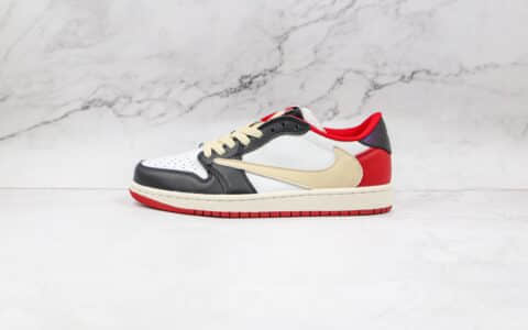 乔丹Air Jordan 1 x Fragment x Travis Scott联名款公司级版本低帮AJ1白红色倒勾板鞋原档案数据开发 货号：CQ4278-088