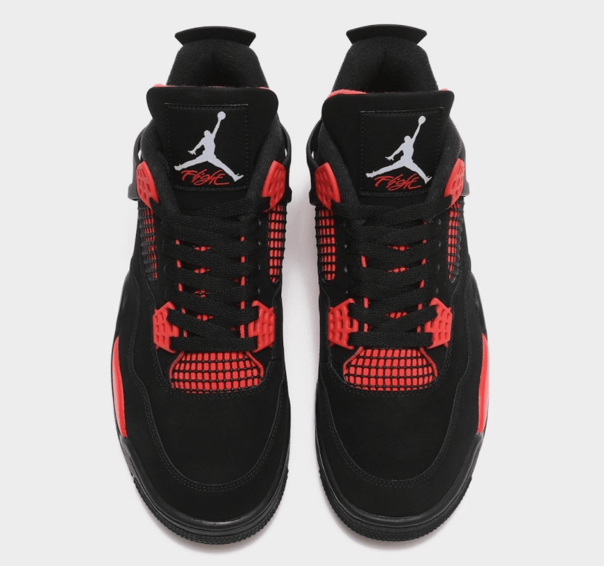 经典黑红配色！AJ4红雷神释出最新实物！ 货号：CT8527-016