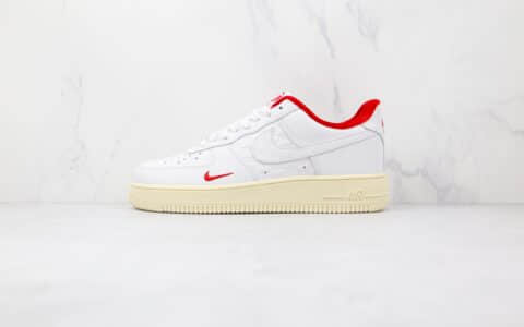 耐克Nike Air Force 1 Low x Kith联名款纯原版本低帮空军一号白红色板鞋内置气垫 货号：CZ7926-100