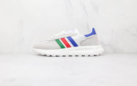 阿迪达斯adidas Retropy E5纯原版本运动休闲爆米花跑鞋白彩虹色原档案数据开发 货号：Q47513