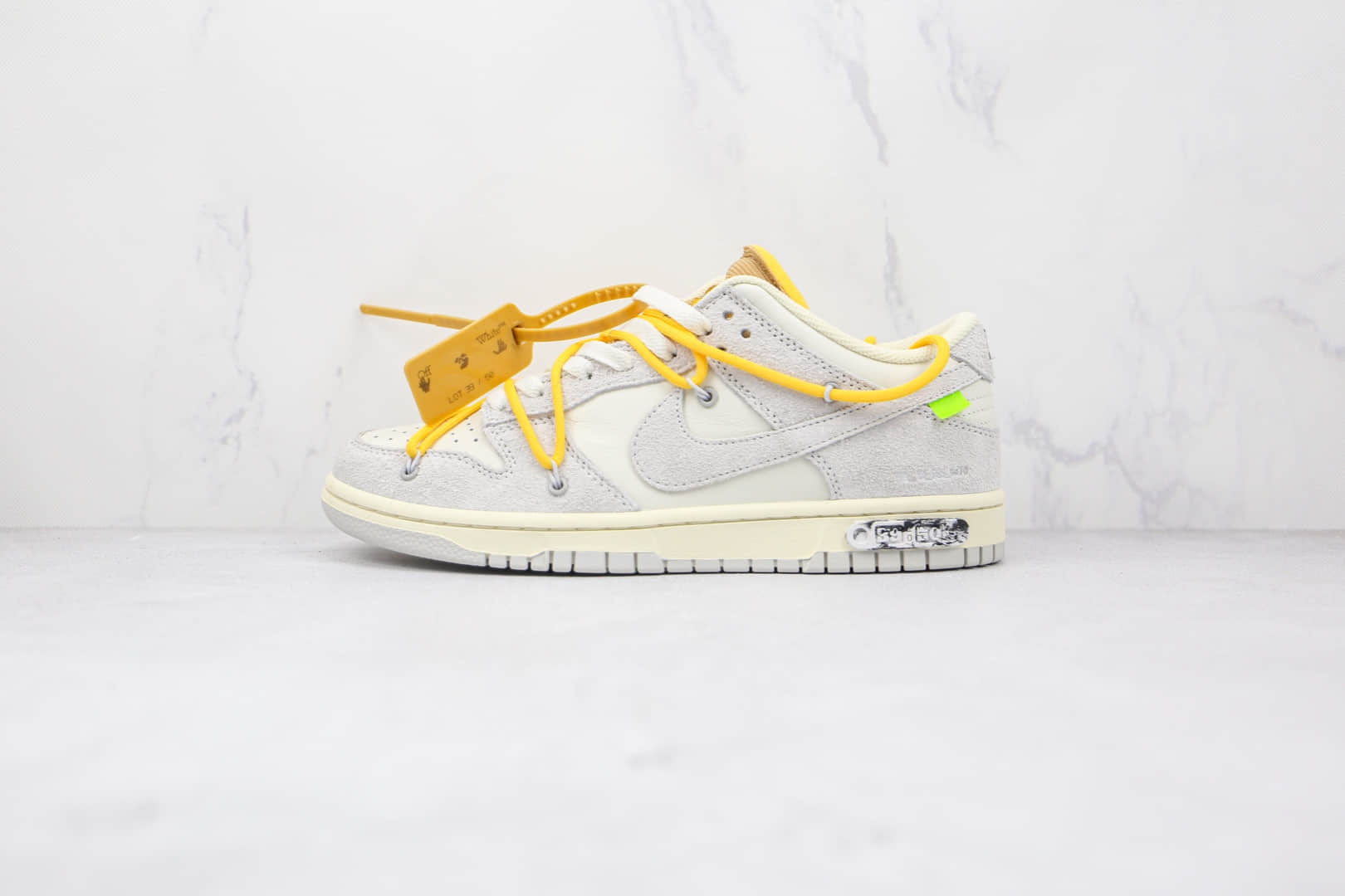 耐克Nike Dunk Low'50' x 39 50 Off-White联名款纯原版本麂皮绒面灰白黄色板鞋原楦头纸板打造 货号:DJ0950-109