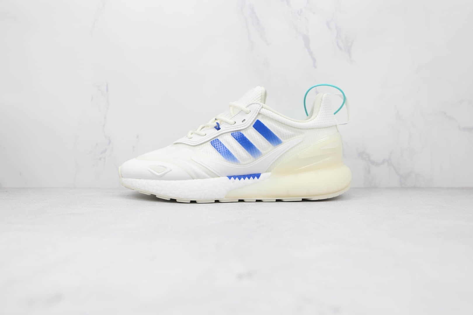 阿迪达斯Adidas Originals ZX 2K Boost 2.0纯原版本三叶草白蓝色ZX 2K爆米花跑鞋原档案数据开发 货号:GX1007