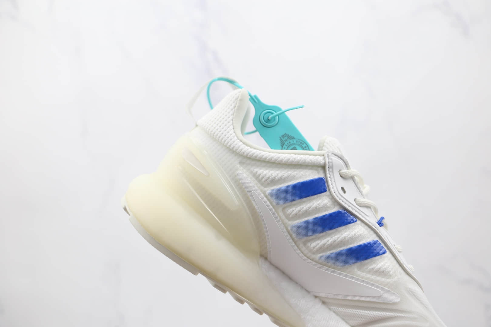 阿迪达斯Adidas Originals ZX 2K Boost 2.0纯原版本三叶草白蓝色ZX 2K爆米花跑鞋原档案数据开发 货号:GX1007
