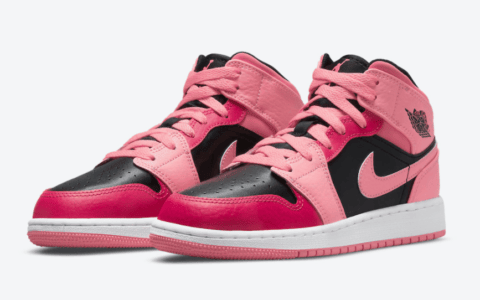 骚气黑粉配色！这双中帮AJ1你打几分？ 货号：554725-662