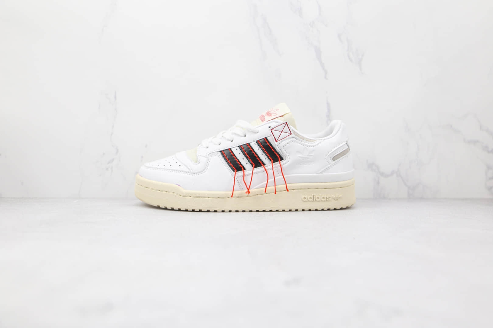 阿迪达斯Adidas Forum 84 Low纯原版本三叶草新款白黑色流苏线头板鞋原档案数据开发 货号:FZ3774