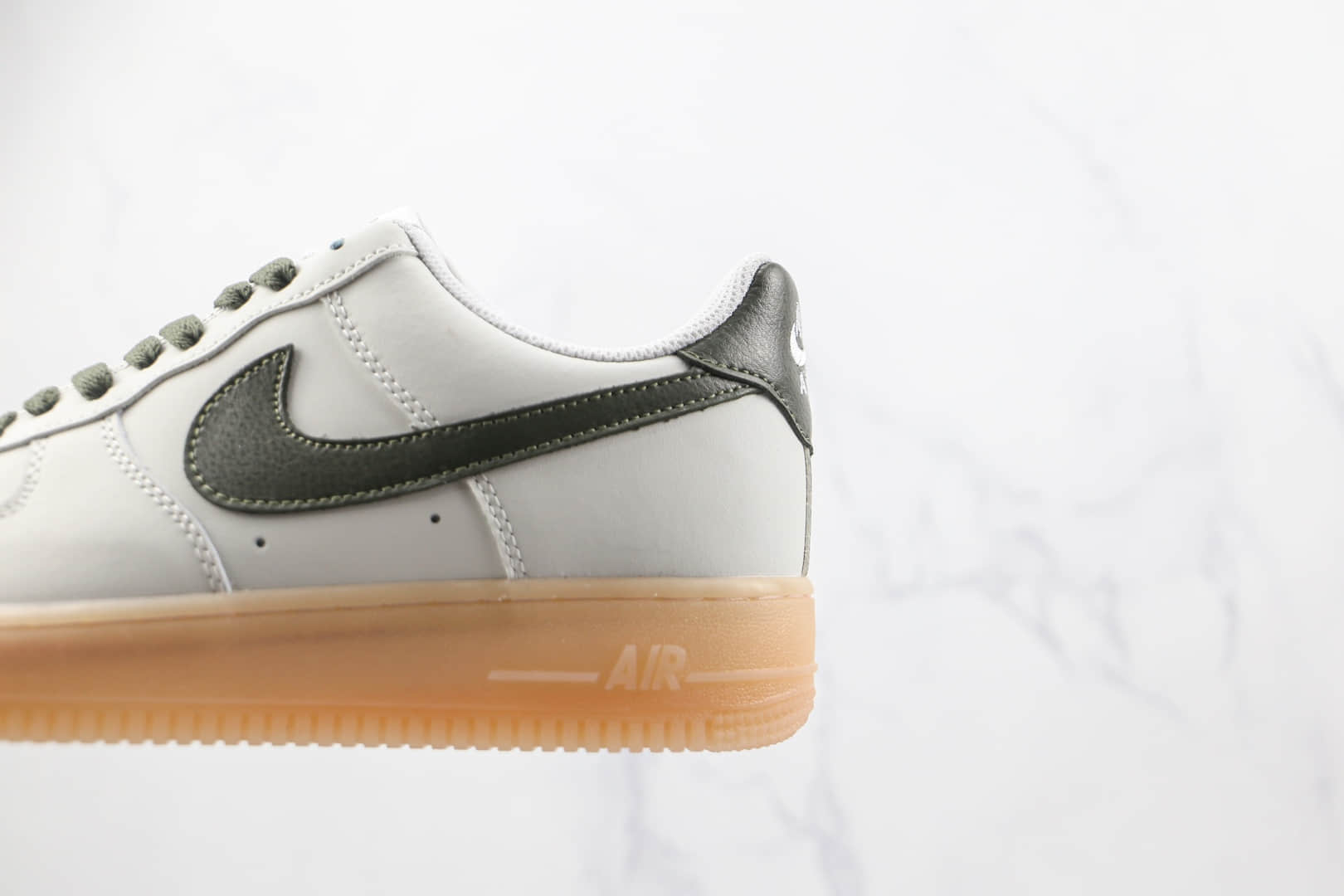 耐克Nike Air Force 1 07纯原版本低帮空军一号白绿色生胶板鞋原档案数据开发 货号:CJ1608-100