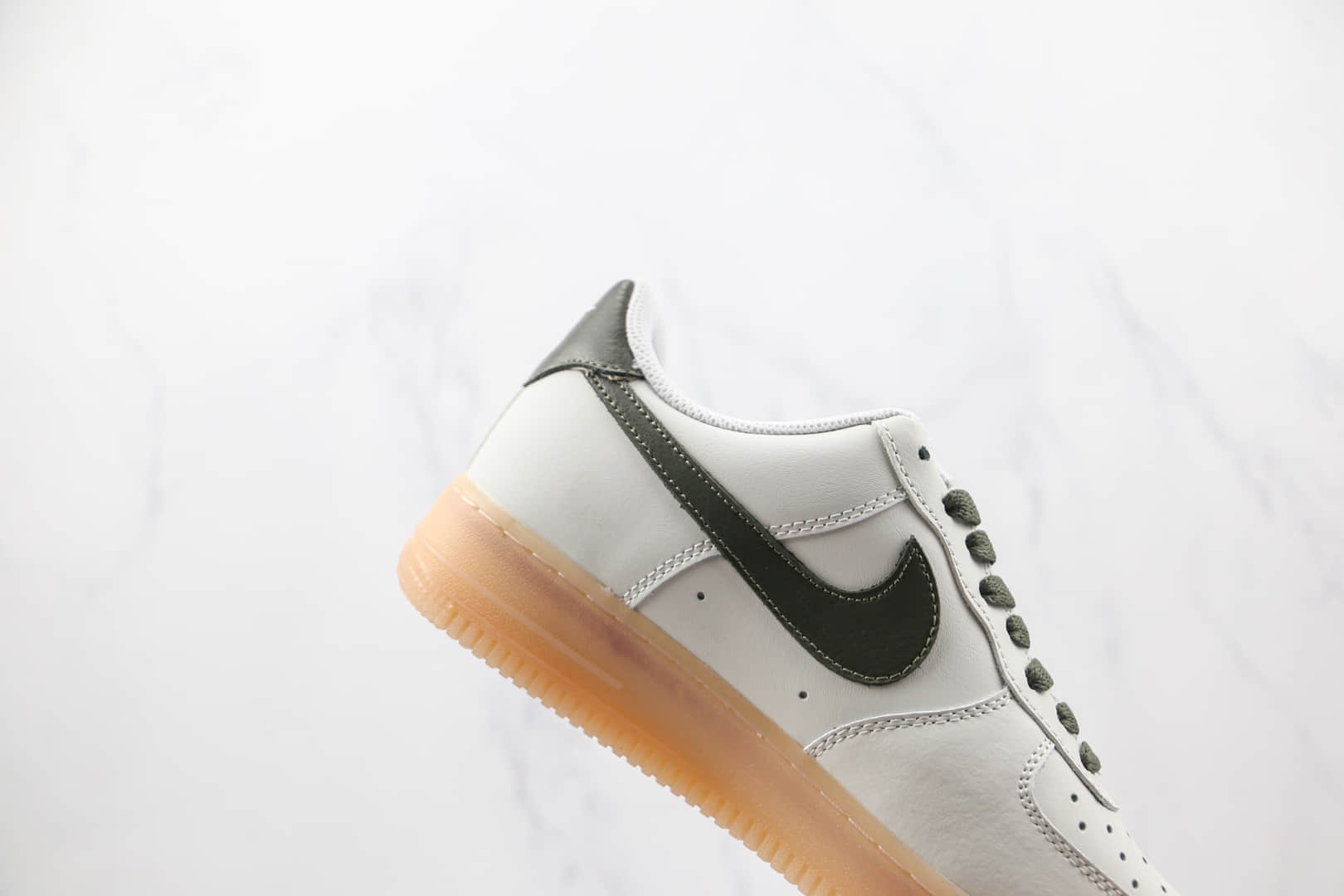 耐克Nike Air Force 1 07纯原版本低帮空军一号白绿色生胶板鞋原档案数据开发 货号:CJ1608-100