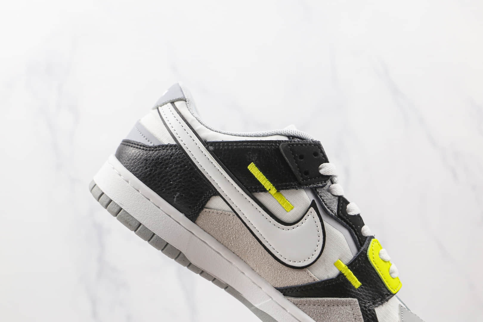 耐克Nike Dunk Scrap纯原版本低帮DUNK黑灰色缝合怪板鞋原档案数据开发 货号：DC9723-001