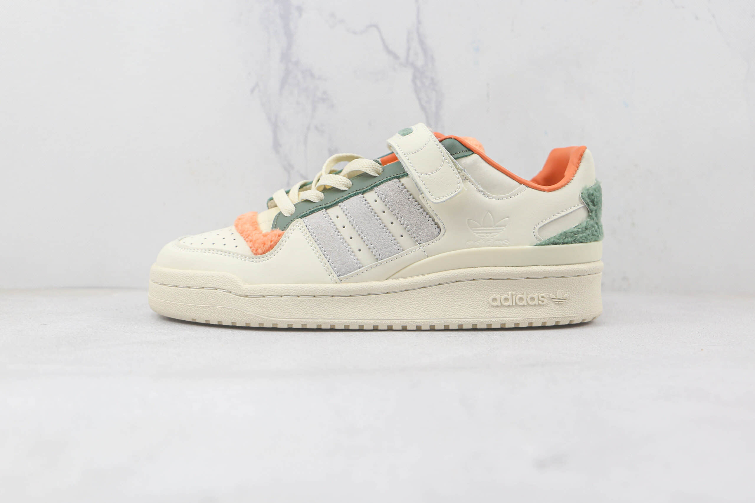 阿迪达斯Adidas originals Forum 84 low纯原版本魔术贴米白绿橙色Forum84复古板鞋原盒原标 货号：GY4125