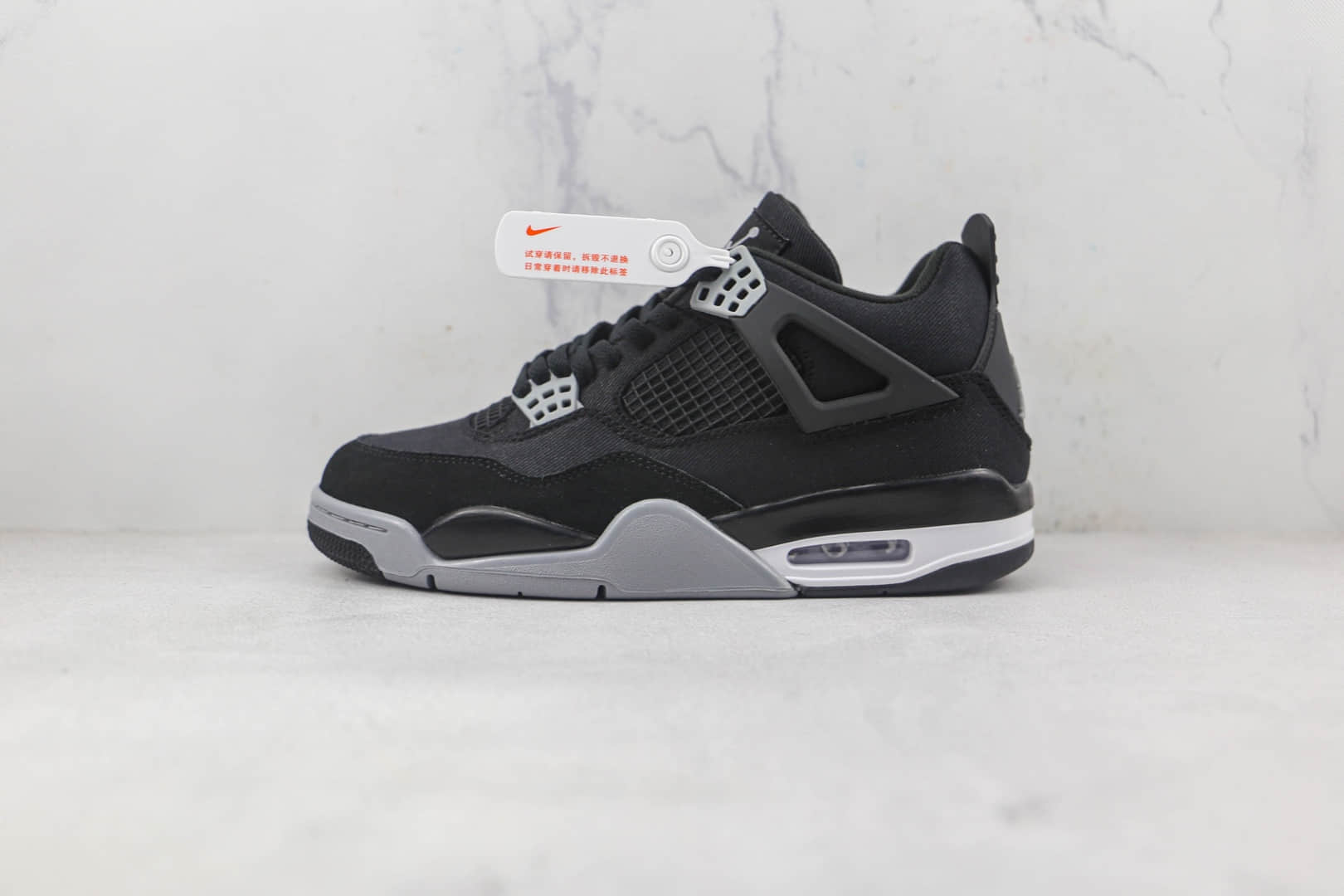 乔丹Air Jordan 4 Retro Black Canvas莆田天花板纯原复刻AJ4酷黑丹宁配色篮球鞋原鞋开模 货号：DH7138-006