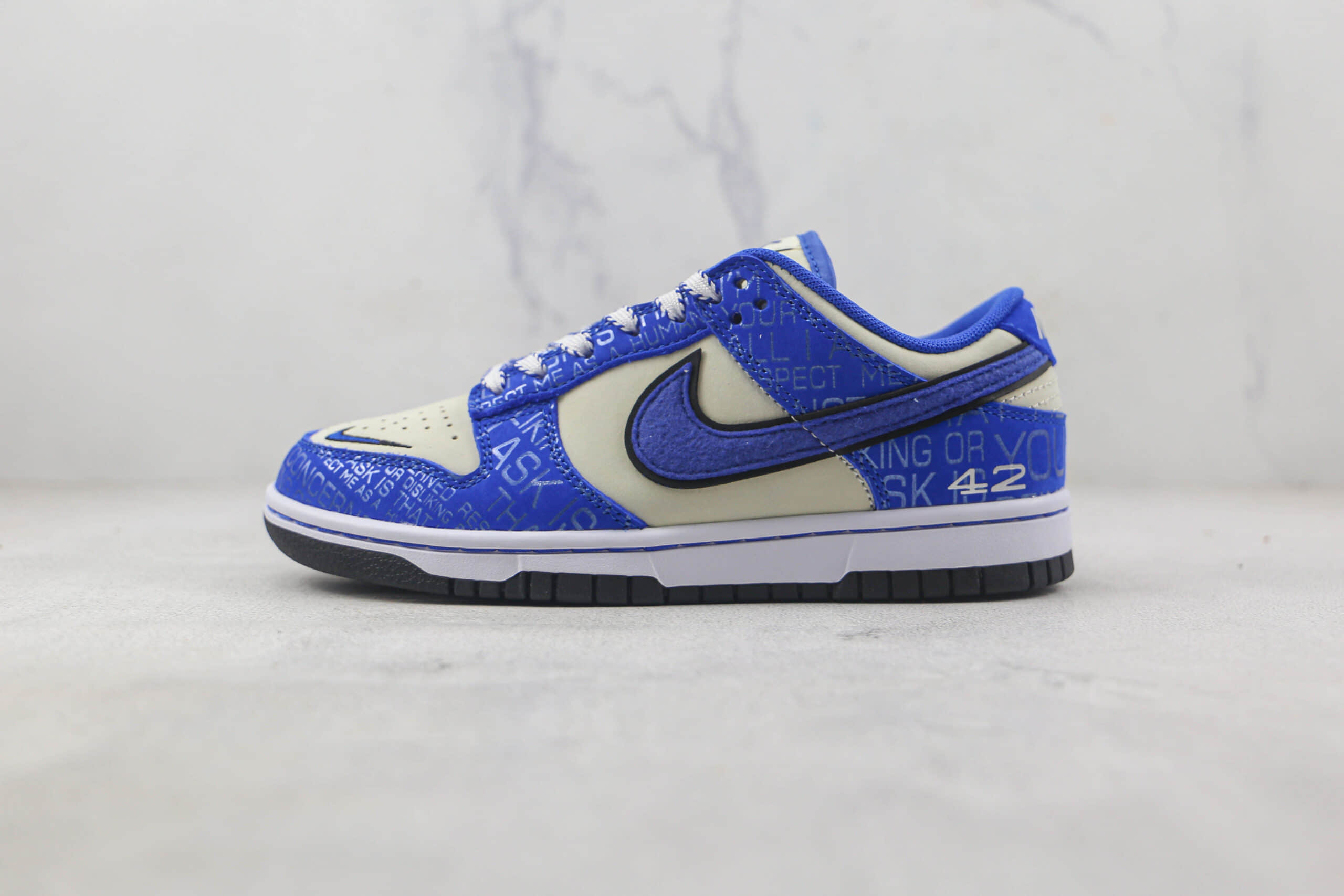 耐克Nike Dunk Low Jackie Robinson莆田纯原复刻版本低帮DUNK罗宾逊传奇42号数字蓝色板鞋原楦头纸板打造 货号:DV2203-400