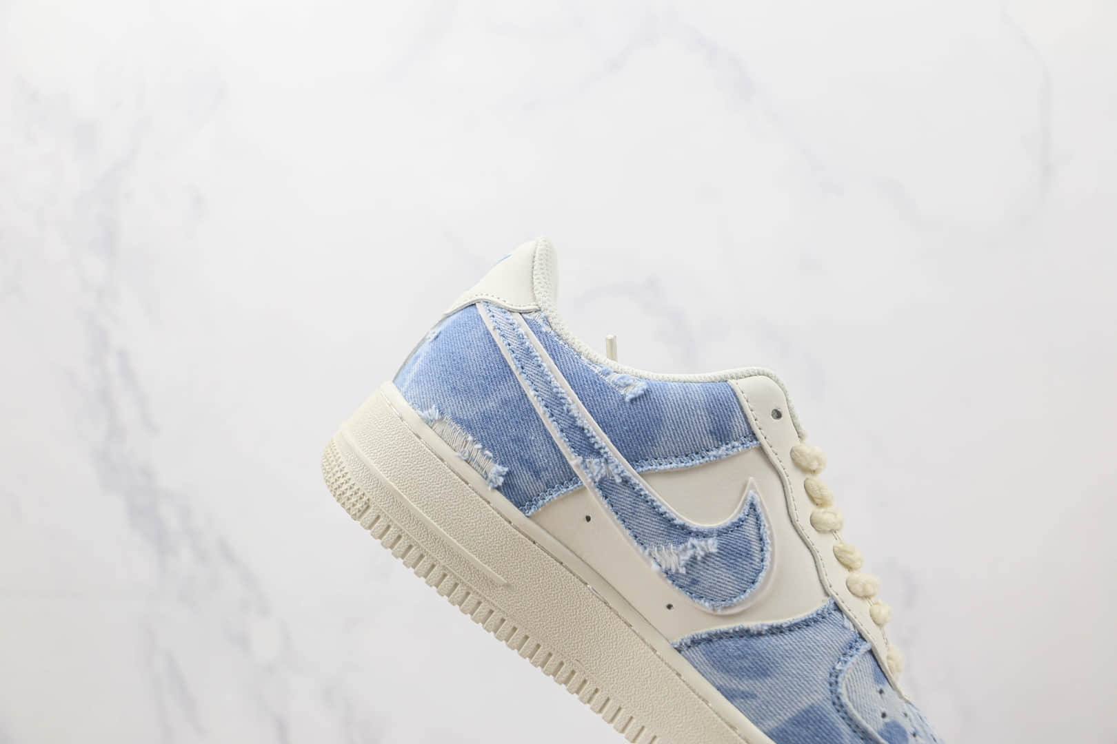 耐克Nike Air Force 1 Low Broken silk莆田纯原复刻版本低帮空军一号破洞丝牛仔蓝配色板鞋内置气垫 货号：CW1888-611
