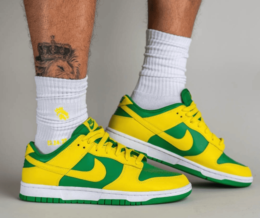 “反转巴西”Dunk上脚实物曝光!吸睛效果爆棚! 货号:DV0833-300