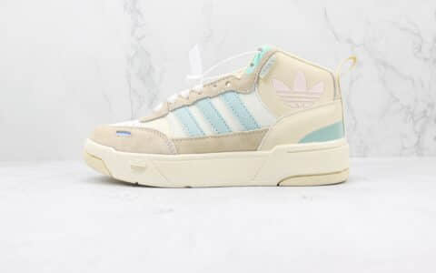 阿迪达斯Adidas Originals Post UP纯原版本三叶草中帮薄荷蓝翻毛皮板鞋 莆田阿迪达斯板鞋货源 货号：GV9330