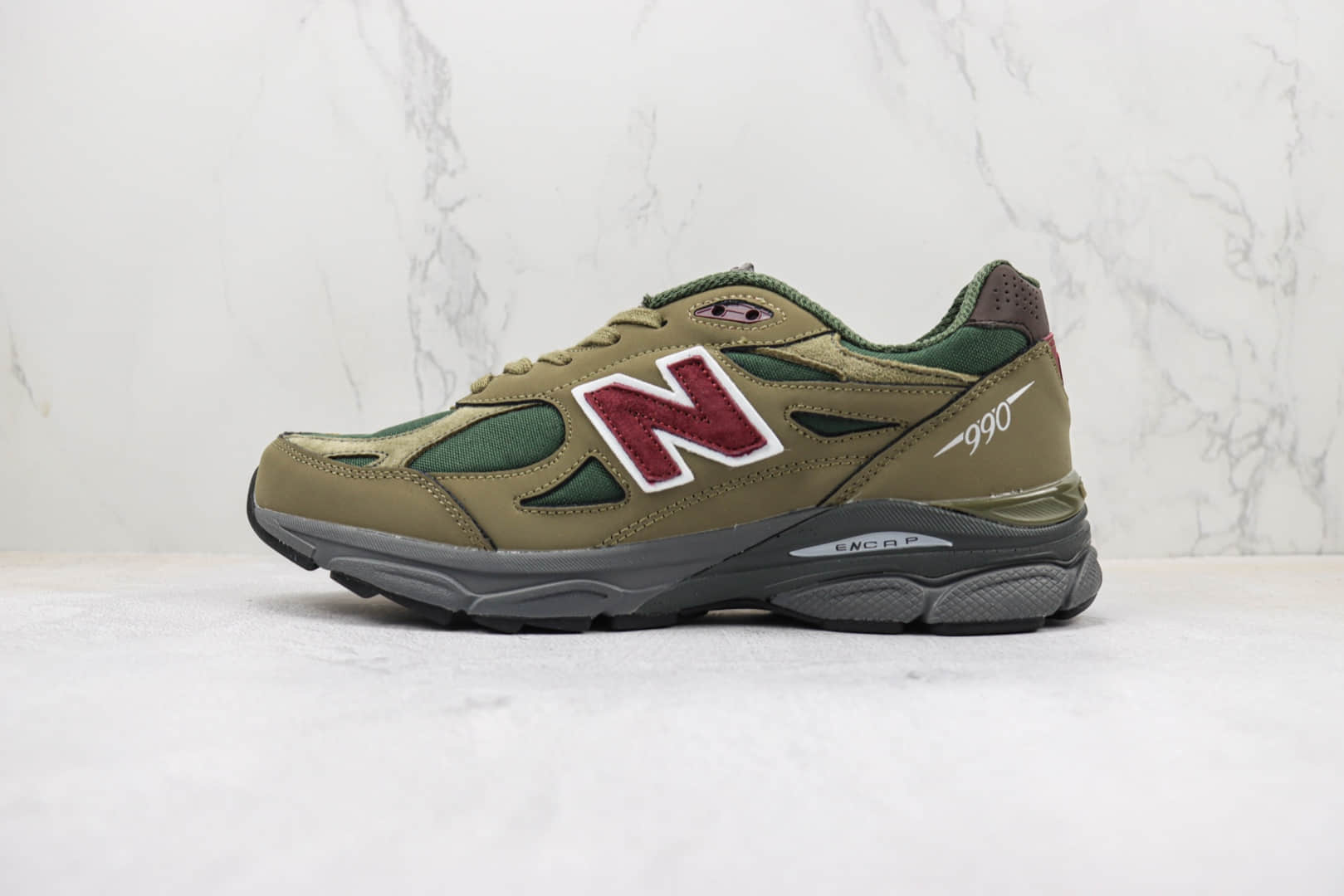 新百伦New Balance 990V3纯原版本美产NB990V3军绿色复古老爹鞋 莆田天花板NB老爹鞋 货号：M990GP3