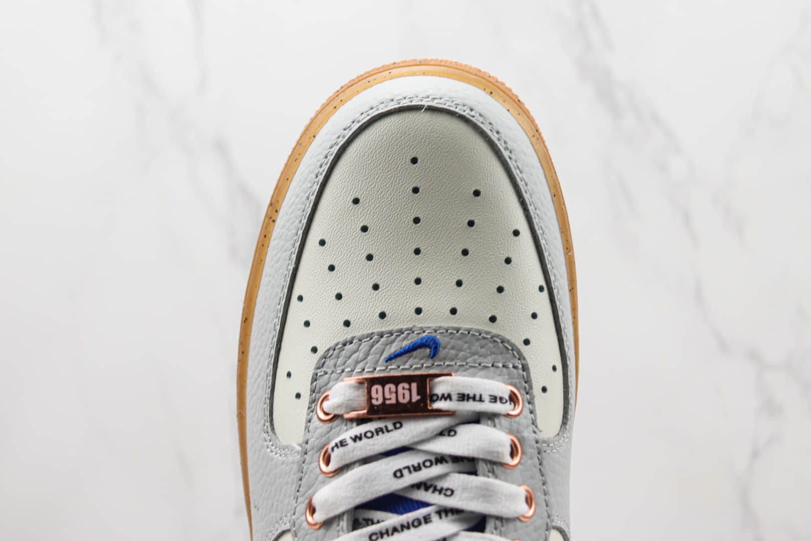 耐克Nike Air Force 1纯原版本低帮空军一号白灰蓝板鞋 莆田天花板AF1系列 货号：FN1868-100