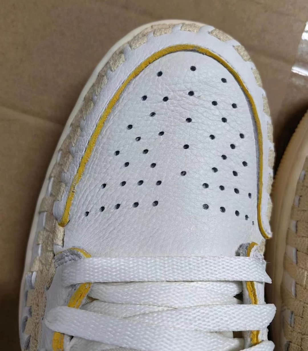 全新Union x AJ1实物细节曝光！超大编织线条抢眼！ 货号：FD2565-100