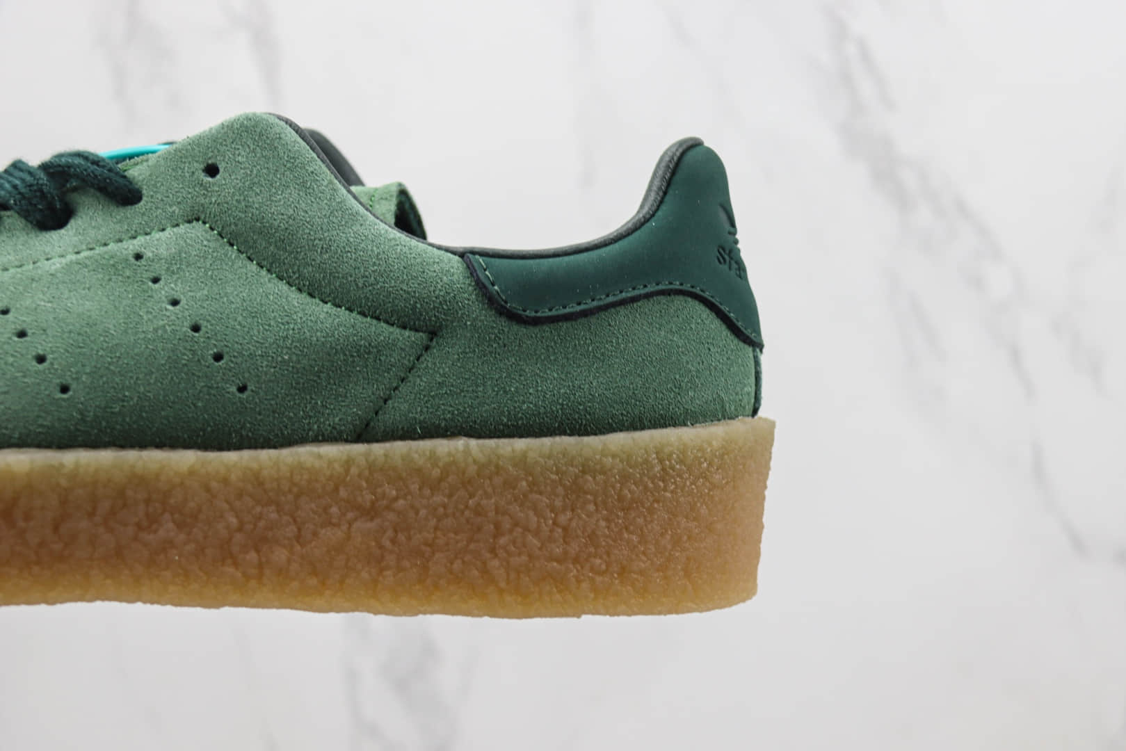 阿迪达斯adidas Stan Smith纯原版本史密斯抹茶绿生胶厚底板鞋 莆田复刻鞋货源 货号：FZ6444