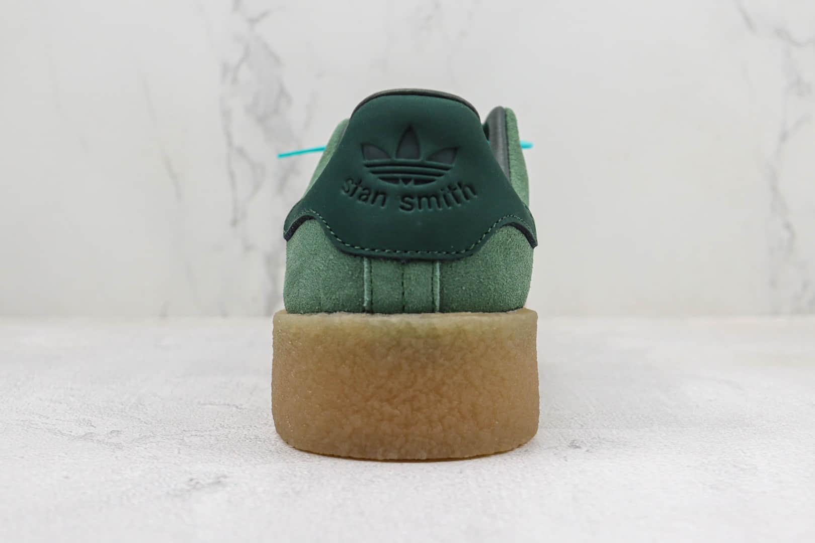 阿迪达斯adidas Stan Smith纯原版本史密斯抹茶绿生胶厚底板鞋 莆田复刻鞋货源 货号：FZ6444