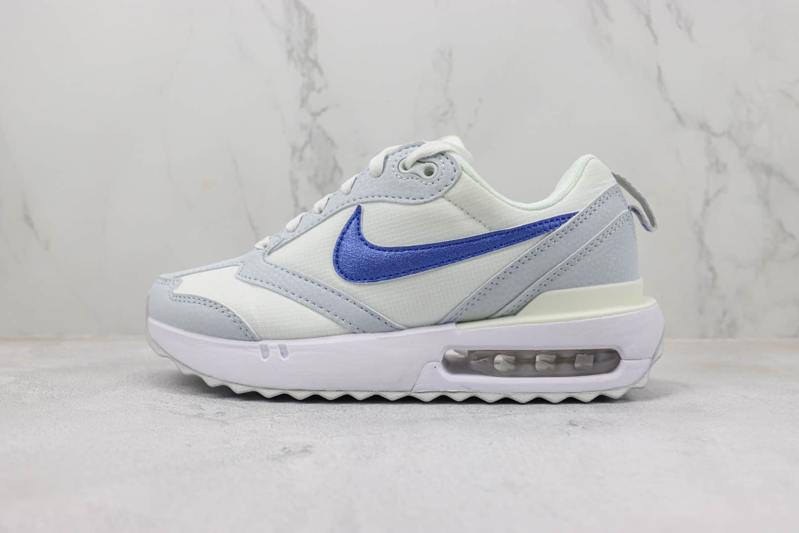 耐克Nike Air Max Dawn纯原版本黎明系列白灰蓝气垫跑鞋 莆田耐克工厂 货号:DR2395-100