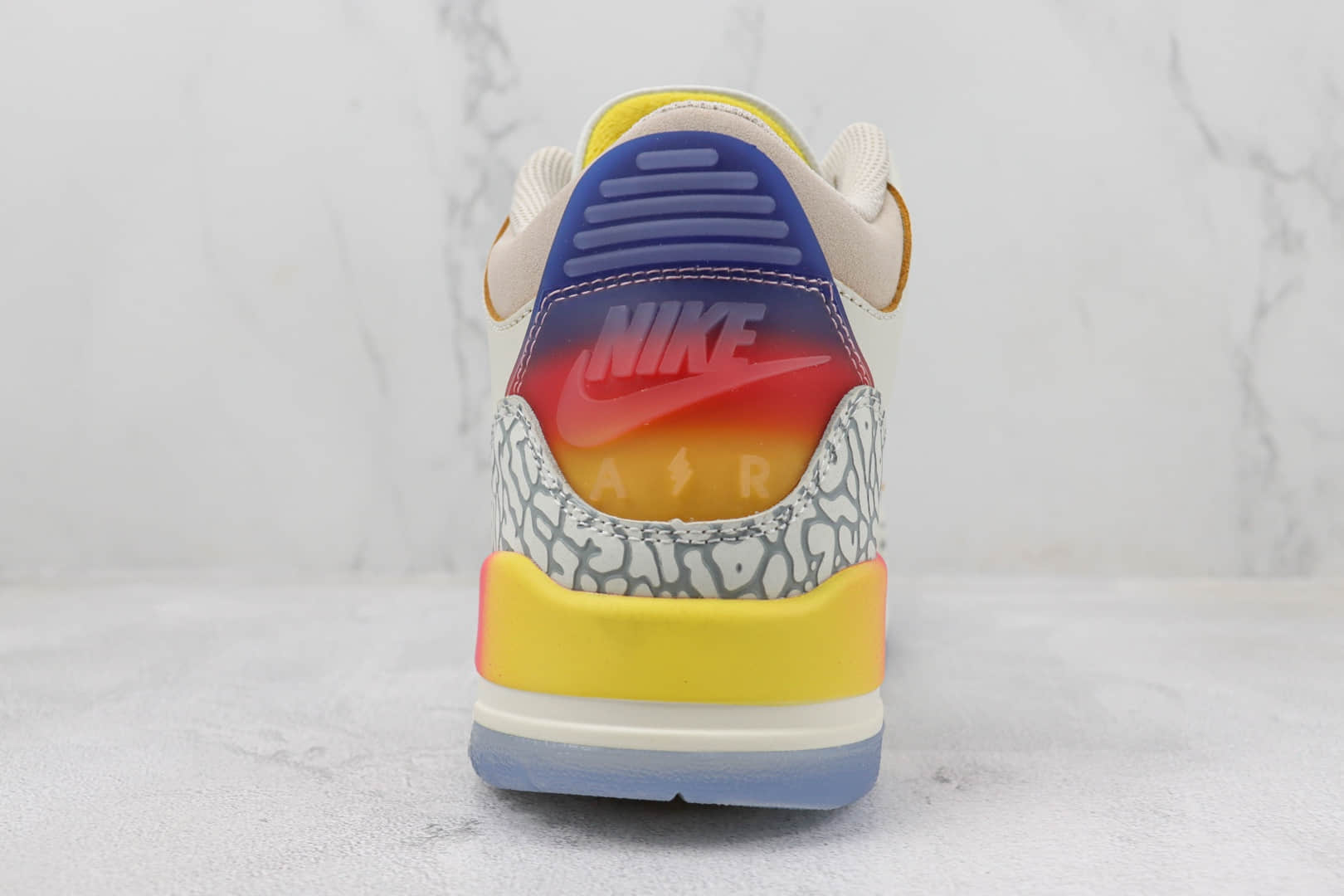 乔丹J Balvin x Air Jorden 3纯原版本AJ3彩虹渐变爆裂纹篮球鞋 莆田复刻鞋货源 货号:FN0344-901