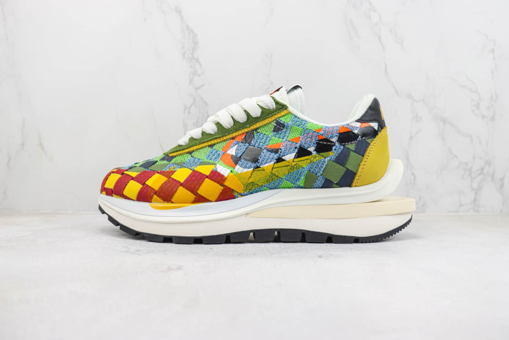 耐克Sacai x Nike Waffe Woven“Green Gusto”纯原版本Sacai联名绿彩棋盘格编织解构华夫鞋 莆田耐克工厂 货号:DR5209-300
