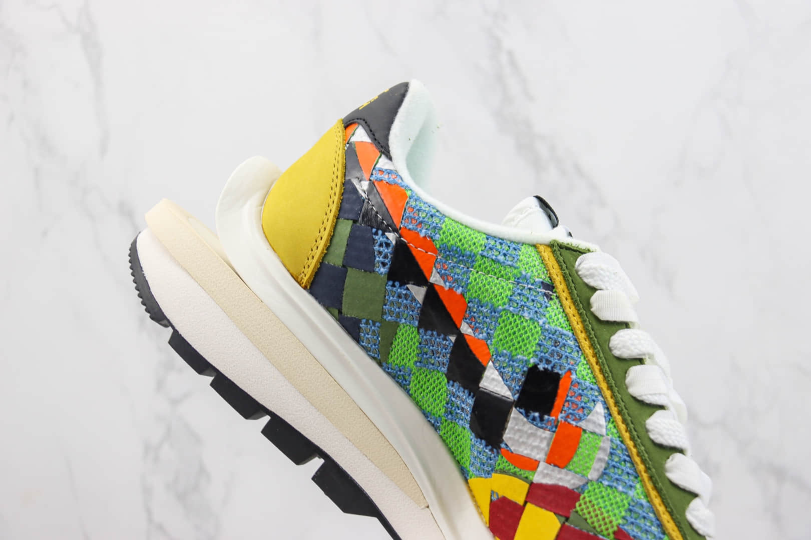 耐克Sacai x Nike Waffe Woven“Green Gusto”纯原版本Sacai联名绿彩棋盘格编织解构华夫鞋 莆田耐克工厂 货号:DR5209-300