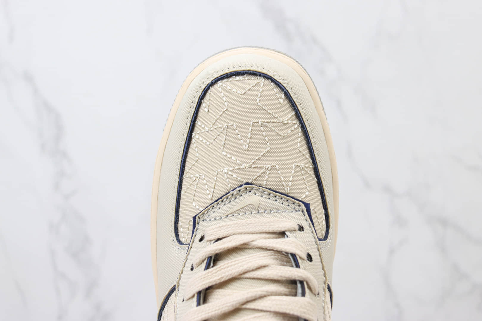 耐克Nike Air Force 1 Mid纯原版本中帮空军一号AF1浅棕星星缝线帆布板鞋 莆田耐克工厂 货号:DZ5367-219