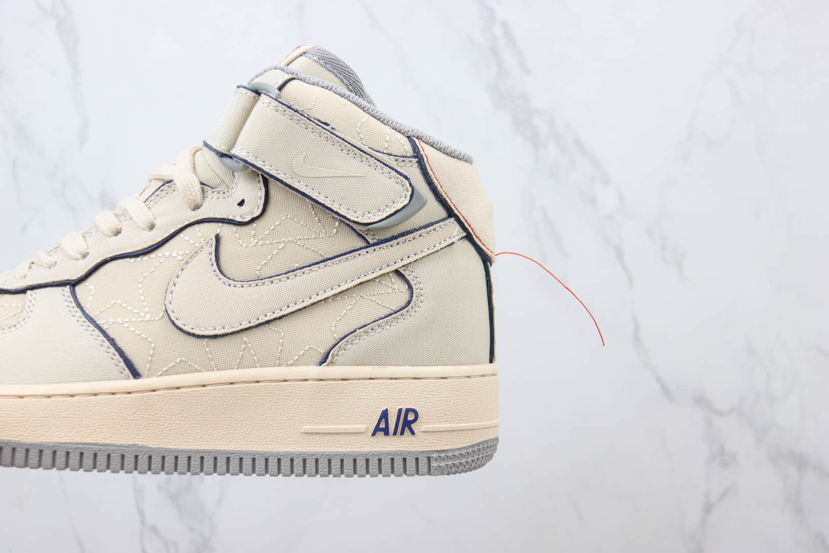 耐克Nike Air Force 1 Mid纯原版本中帮空军一号AF1浅棕星星缝线帆布板鞋 莆田耐克工厂 货号:DZ5367-219