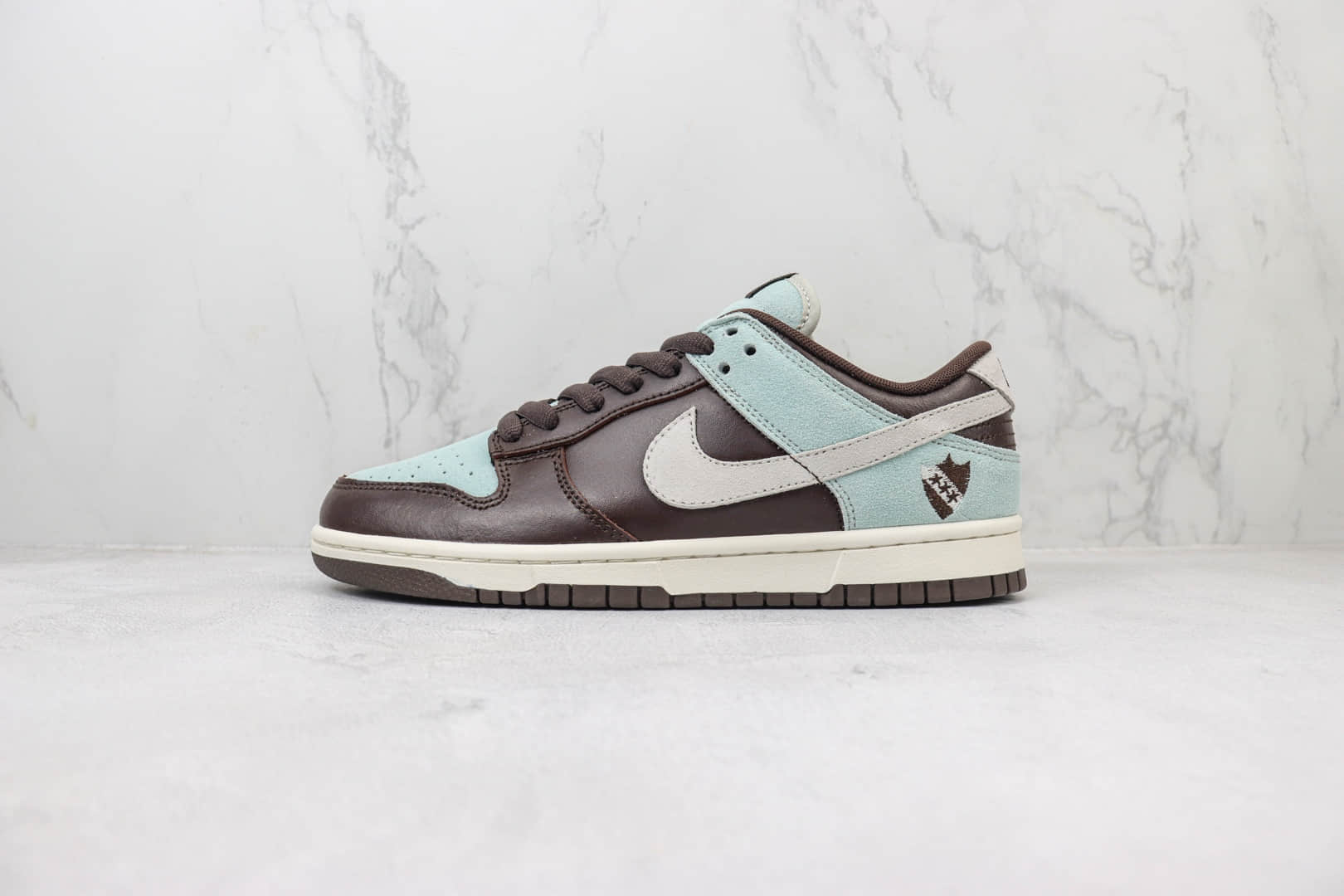 耐克Nike Dunk Low纯原版本低帮Dunk棕蓝印花板鞋 莆田耐克工厂 货号:312221-992