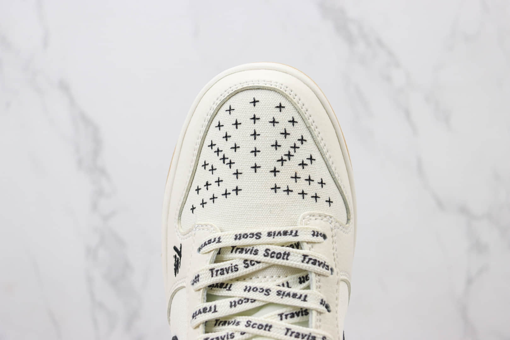 耐克Travis Scott x Nike Dunk Low纯原版本TS联名Dunk低帮白黑生胶帆布板鞋 莆田耐克货源 货号：DD1391-123