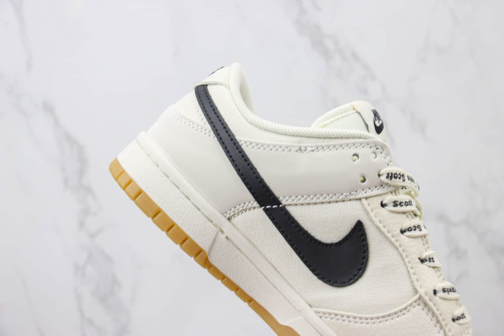 耐克Travis Scott x Nike Dunk Low纯原版本TS联名Dunk低帮白黑生胶帆布板鞋 莆田耐克货源 货号：DD1391-123