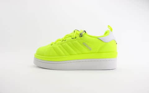 阿迪达斯Moncler x adidas originals Campus纯原版本蒙口联名荧光绿厚底增高板鞋 莆田阿迪达斯货源 货号：IG7865