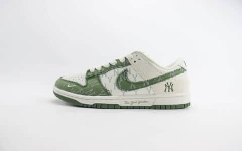 耐克MLB x Nike SB Dunk Low纯原版本低帮SB Dunk米白绿MLB联名板鞋 莆田耐克代理 货号：DQ1098-345