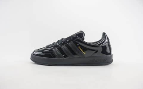 阿迪达斯adidas Originals Gazelle纯原版本黑色漆皮布洛克板鞋 莆田阿迪达斯批发 货号：IG1891