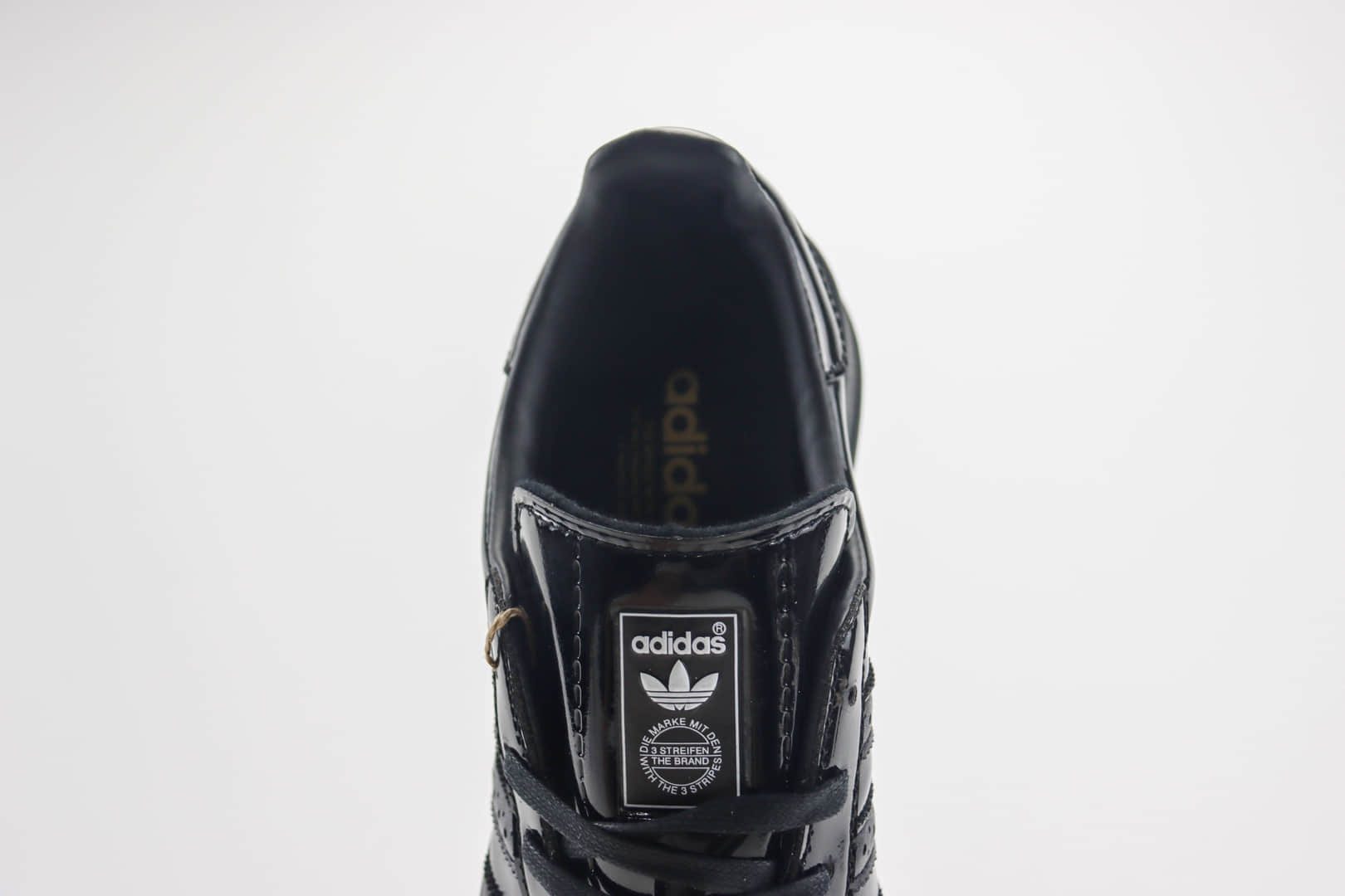 阿迪达斯adidas Originals Gazelle纯原版本黑色漆皮布洛克板鞋 莆田阿迪达斯批发 货号:IG1891