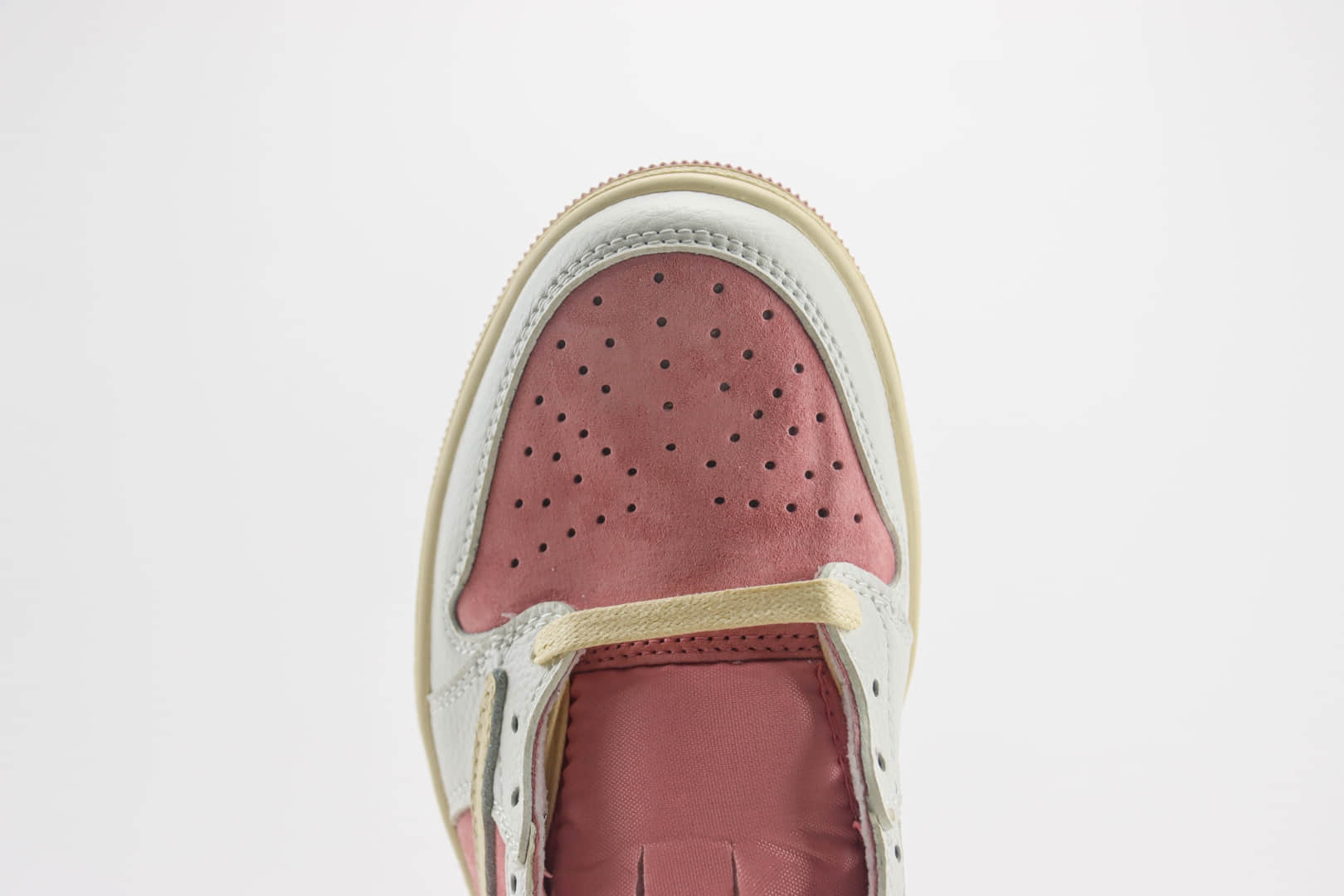 耐克Travis Scott x Air Jordan 1 Low纯原版本低帮AJ1桃粉白倒钩TS联名板鞋 莆田耐克工厂 货号:DM7866-600