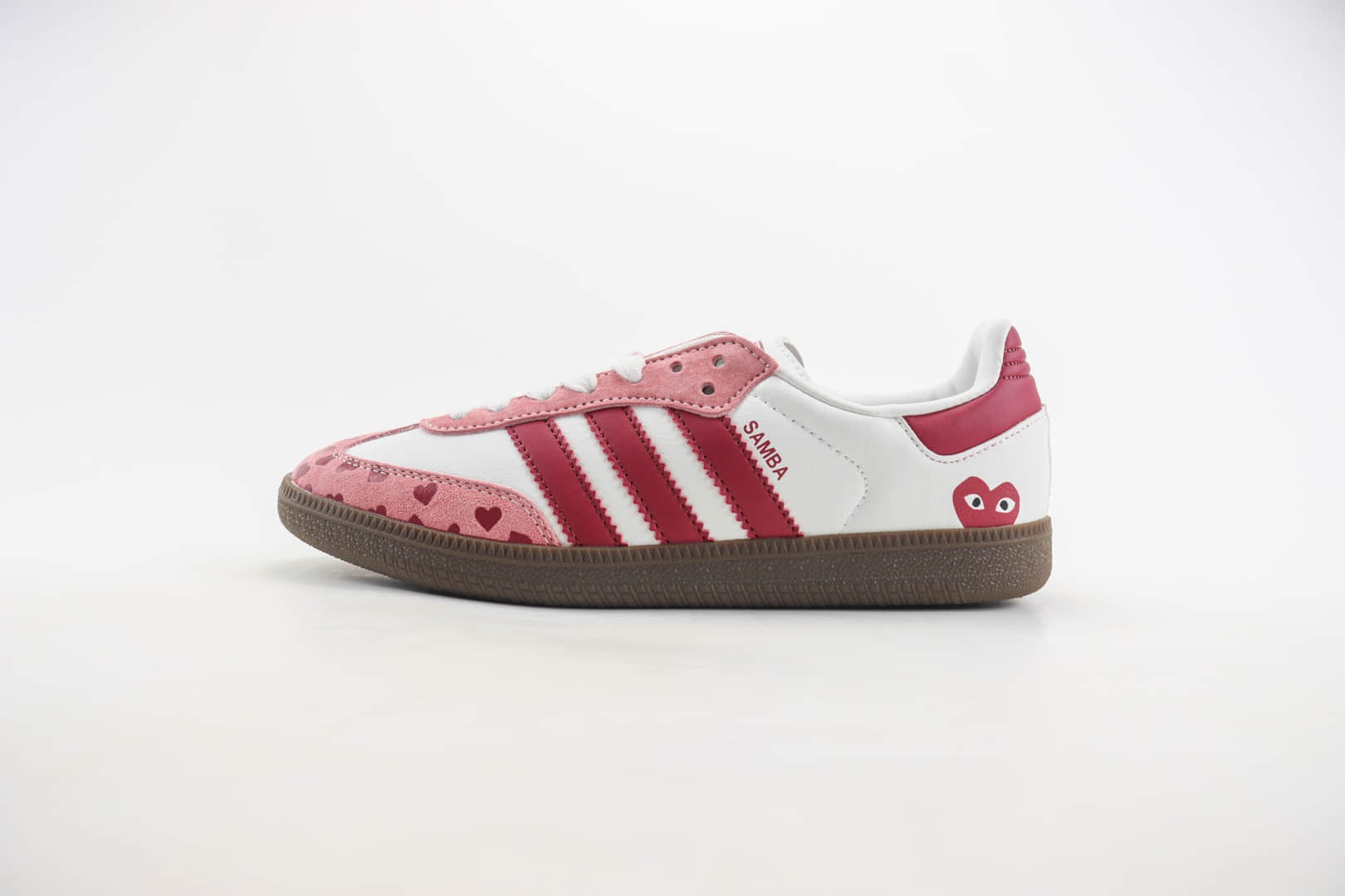 阿迪达斯adidas originals Samba纯原版本桑巴白粉红爱心板鞋 莆田阿迪达斯货源 货号:FW2414