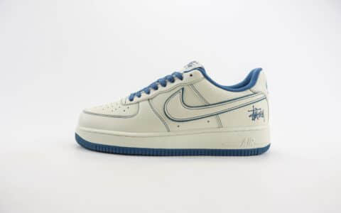 耐克Nike Air Force 1纯原版本斯图西联名空军一号白蓝色AF1板鞋 莆田耐克货源 货号：UN1635-333