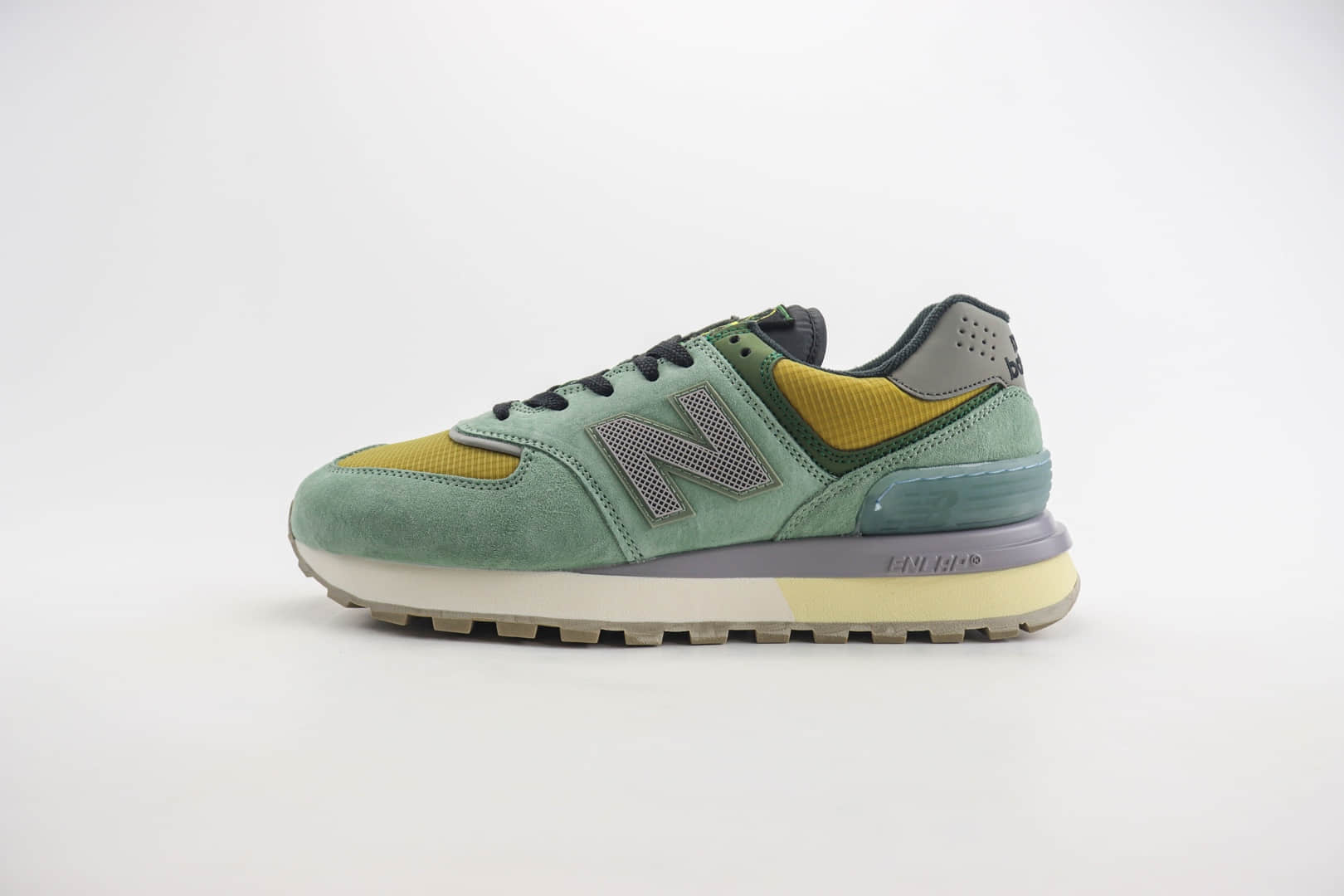 新百伦New Balance 574纯原版本绿黄色NB574复古运动鞋 莆田新百伦工厂 货号：U574LGTN
