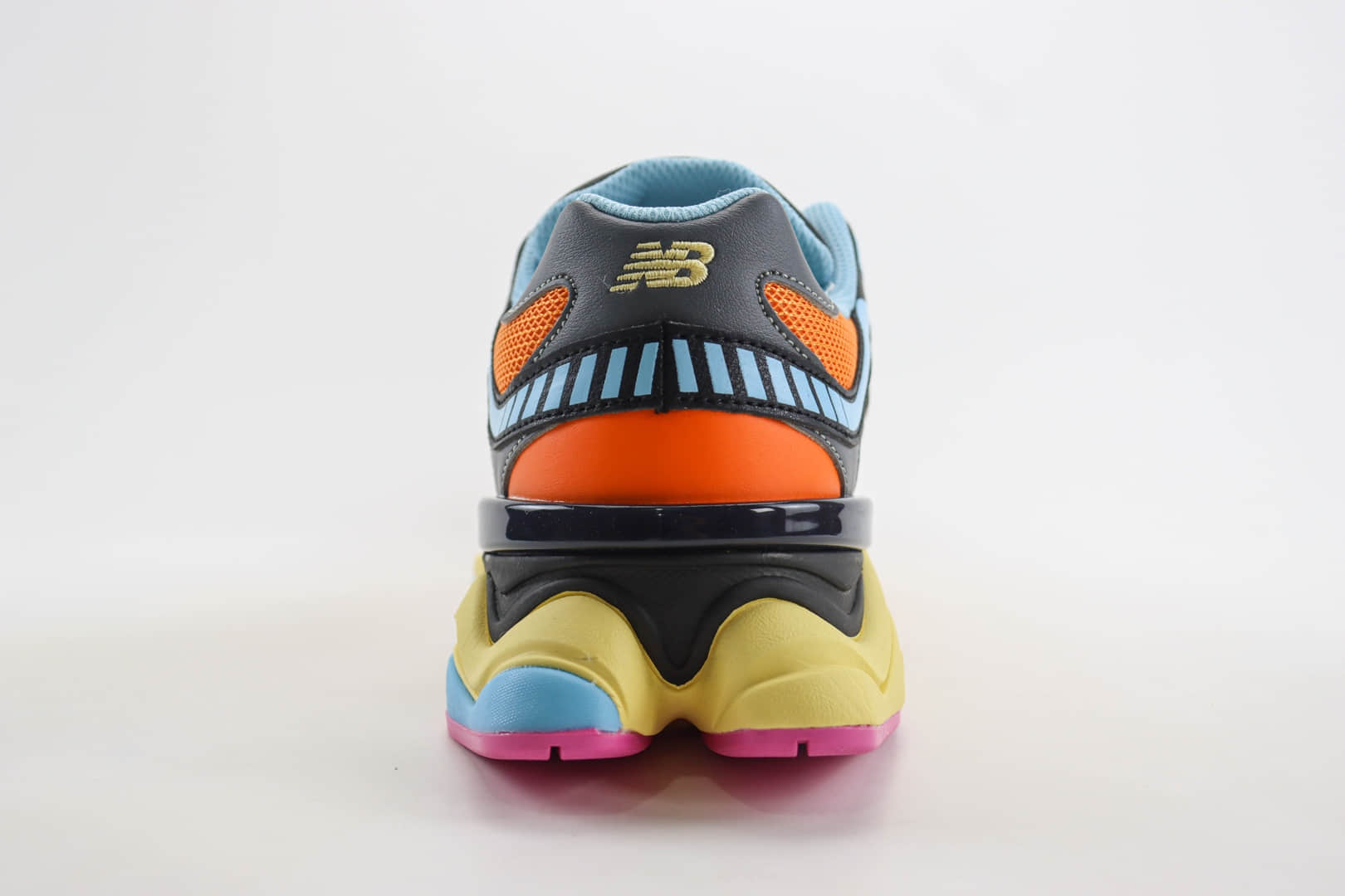 新百伦New Balance 9060纯原版本黑蓝橙NB9060复古慢跑鞋 莆田新百伦货源 货号：U9060OGB