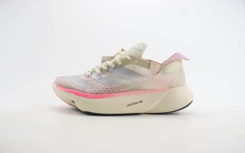 阿迪达斯adidas Adizero Adios Pro 3纯原版本粉白竞速跑鞋 莆田复刻鞋货源 货号：IG6440
