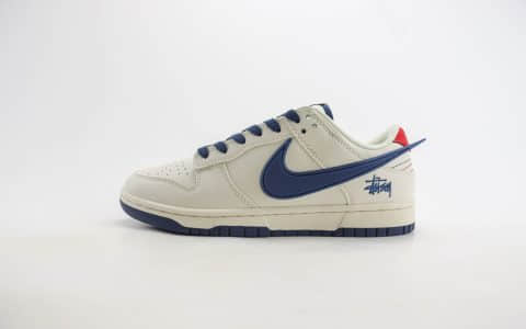 耐克Nike SB Dunk Low xStussy联名款低帮SB DUNK米白大蓝勾配色板鞋 莆田纯原DUNK板鞋 货号：XY1688-009