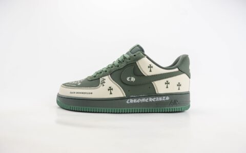 耐克Nike Air Force 1 Low纯原版本空军一号AF1克罗心联名米深绿涂鸦板鞋 莆田耐克货源 货号：KK1988-029
