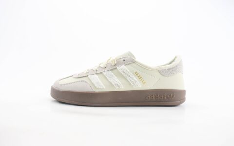 阿迪达斯adidas Origials Gazelle Indoor纯原版本三叶草象牙白灰串珠板鞋 莆田阿迪达斯工厂 货号：IH3719